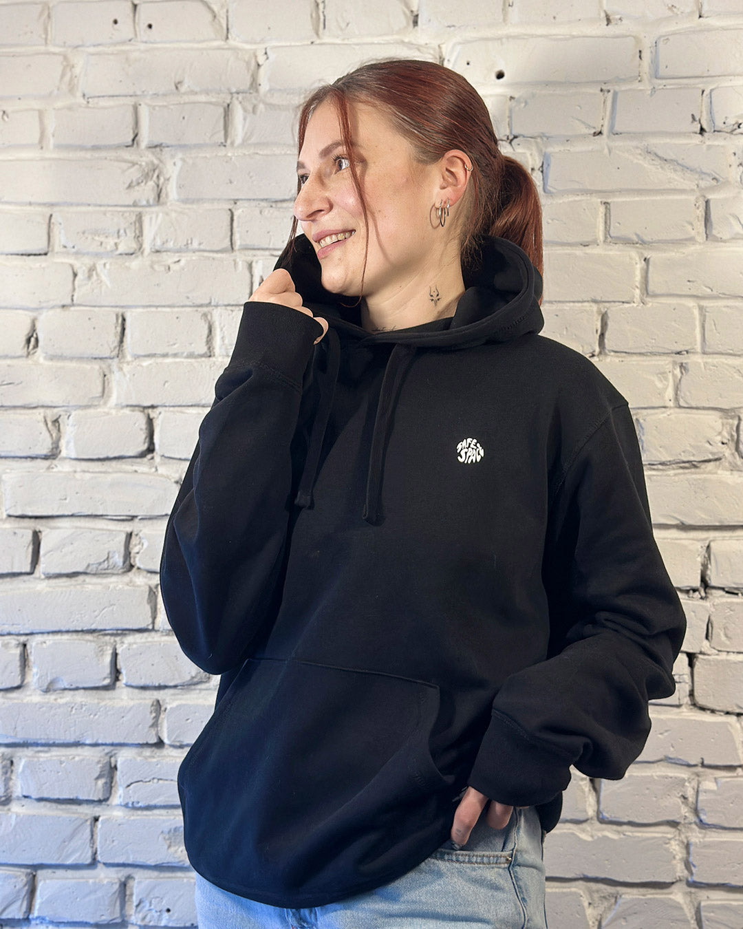 Hoodie "This too shall pass" black/white