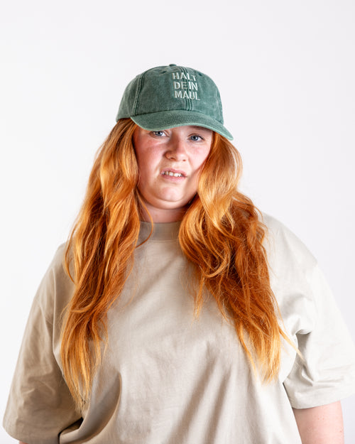 Base Cap "Halt dein Maul" vintage green