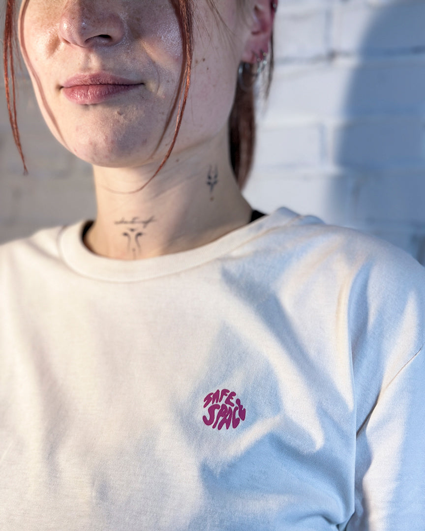 T-Shirt "Life over taste" white/purple