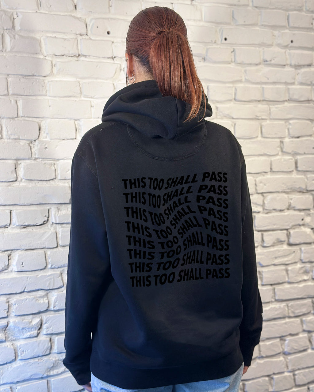 Hoodie "This too shall pass" black/black