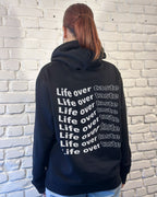 Hoodie "Life over taste" black/white