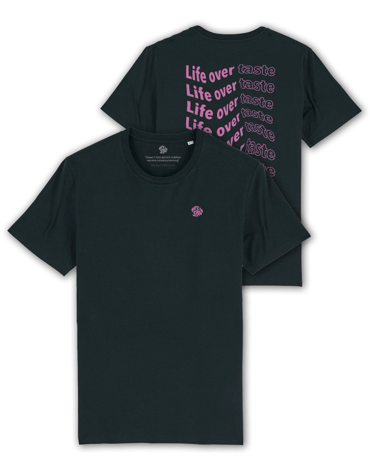 T-Shirt "Life over taste" schwarz/lila