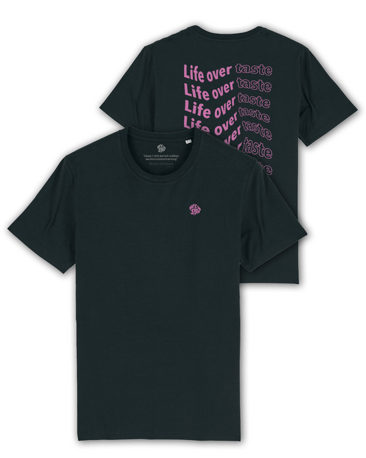 T-Shirt "Life over taste" black/purple