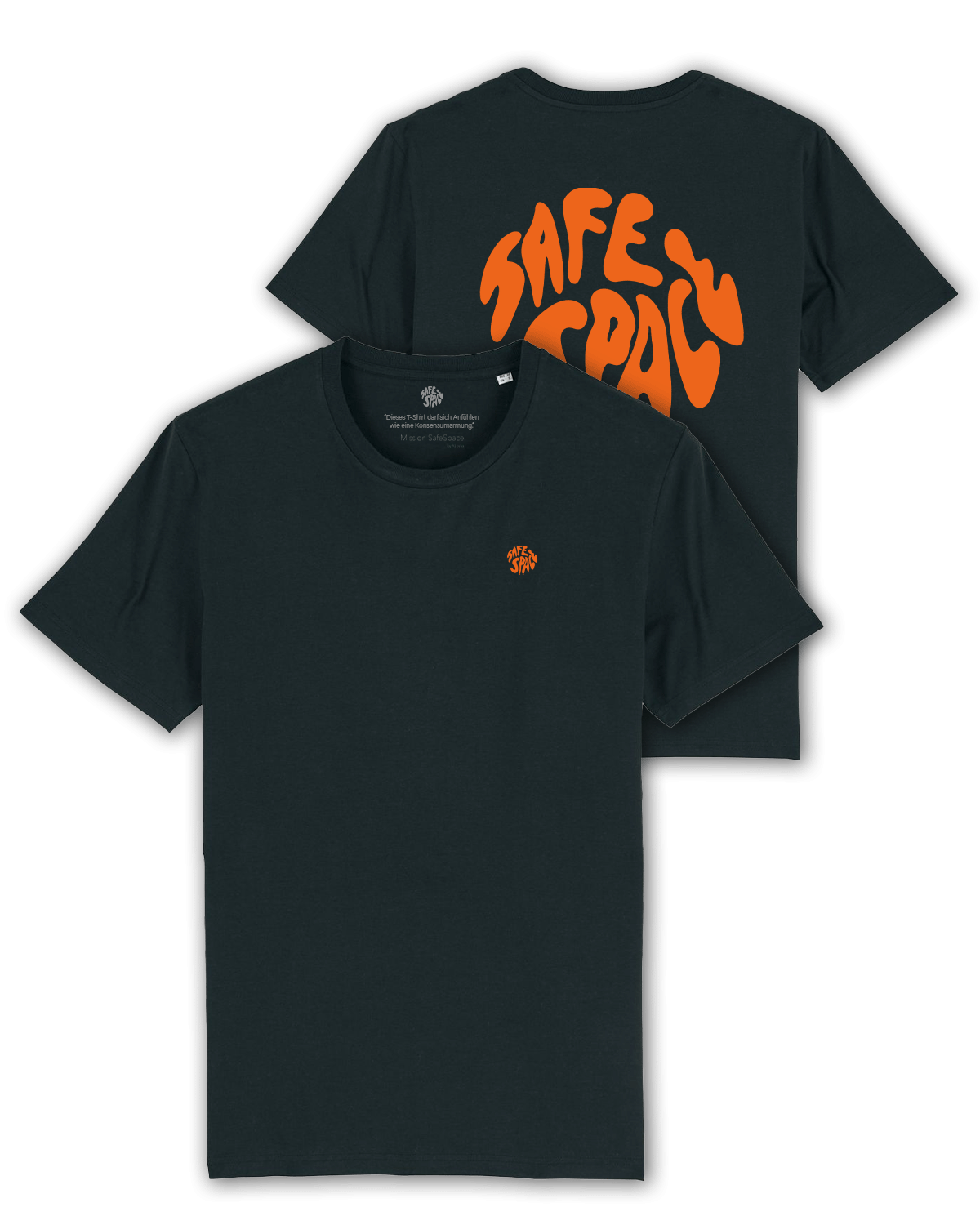 T-Shirt "Mission SafeSpace" schwarz/orange