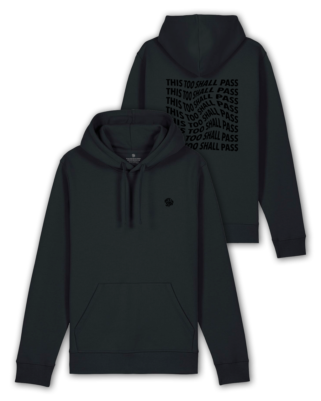 Hoodie "This too shall pass" black/black