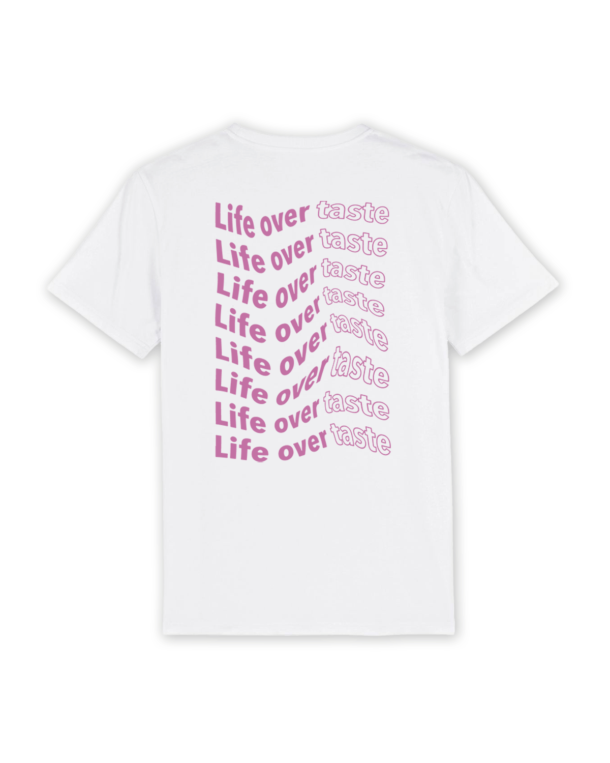 T-Shirt "Life over taste" white/purple