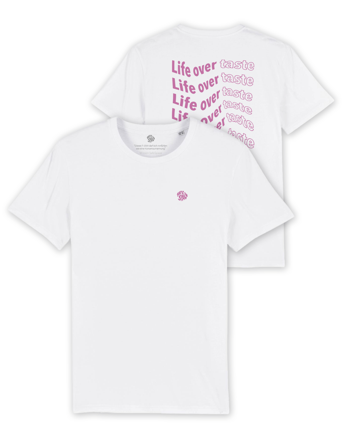 T-Shirt "Life over taste" white/purple