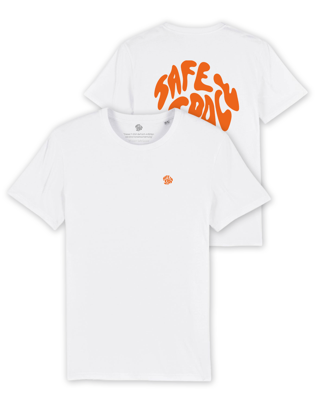 T-Shirt "Mission SafeSpace" white/orange