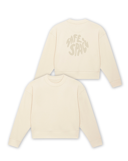 Cropped Sweater  "Mission SafeSpace" sand
